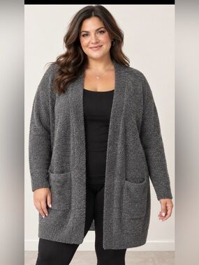 Search for Sanity Charcoal Open-Front Pocket Cardigan